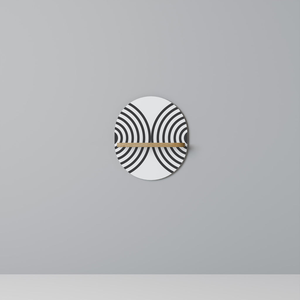 Estantería de arte ovalada MIDNIGHT MELODIES con efecto roble