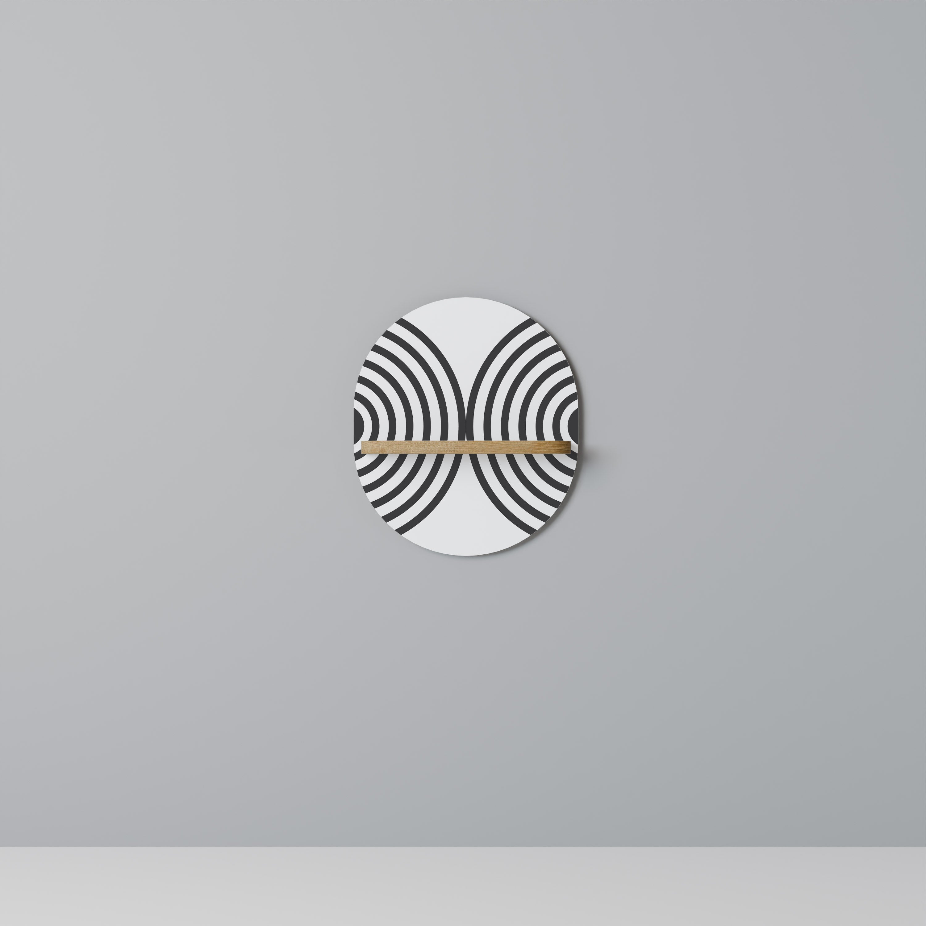 Estantería de arte ovalada MIDNIGHT MELODIES con efecto roble