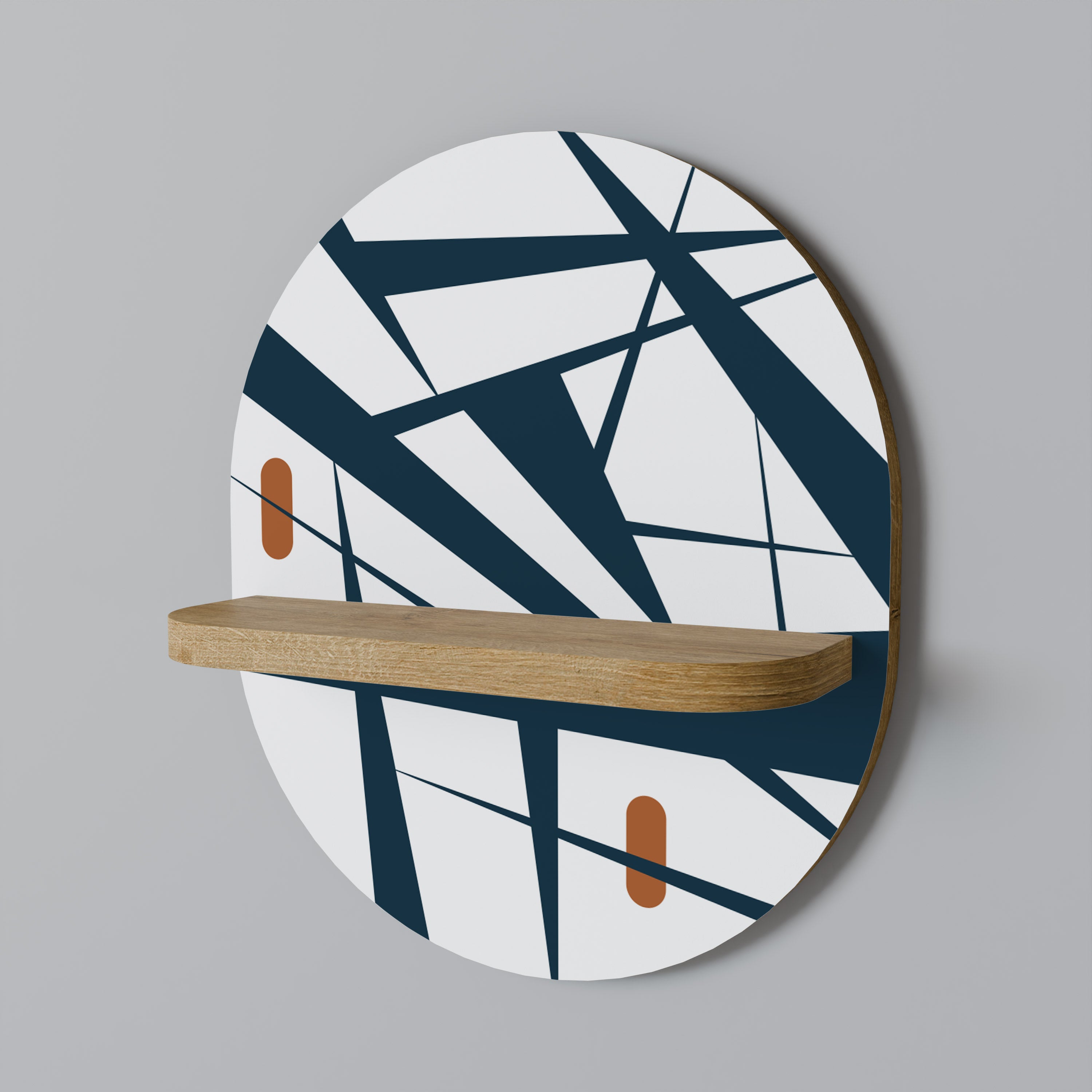 Estantería de arte ovalada SHADOW SYMPHONY con efecto roble