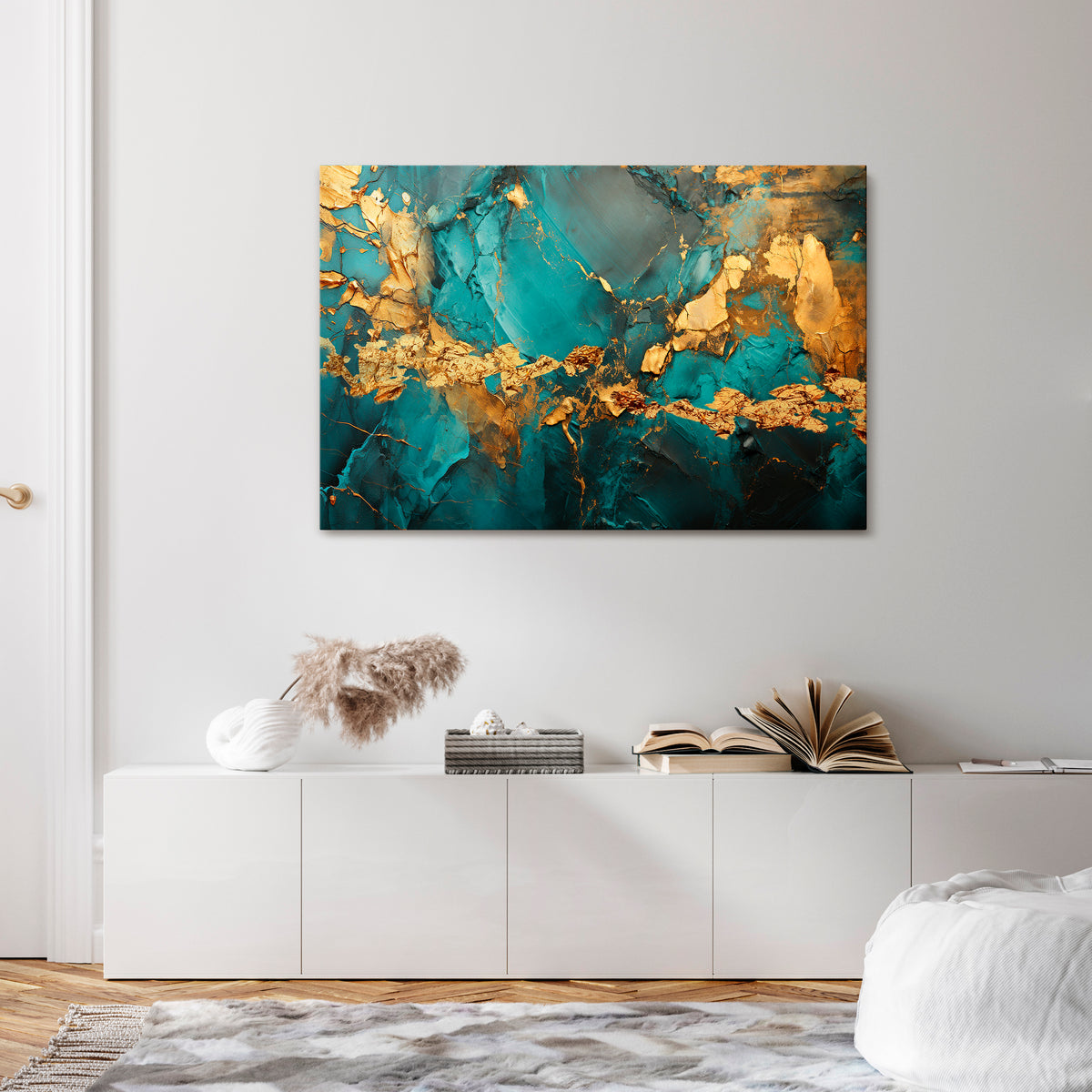 CELESTIAL GOLDRUSH Cuadro en lienzo horizontal