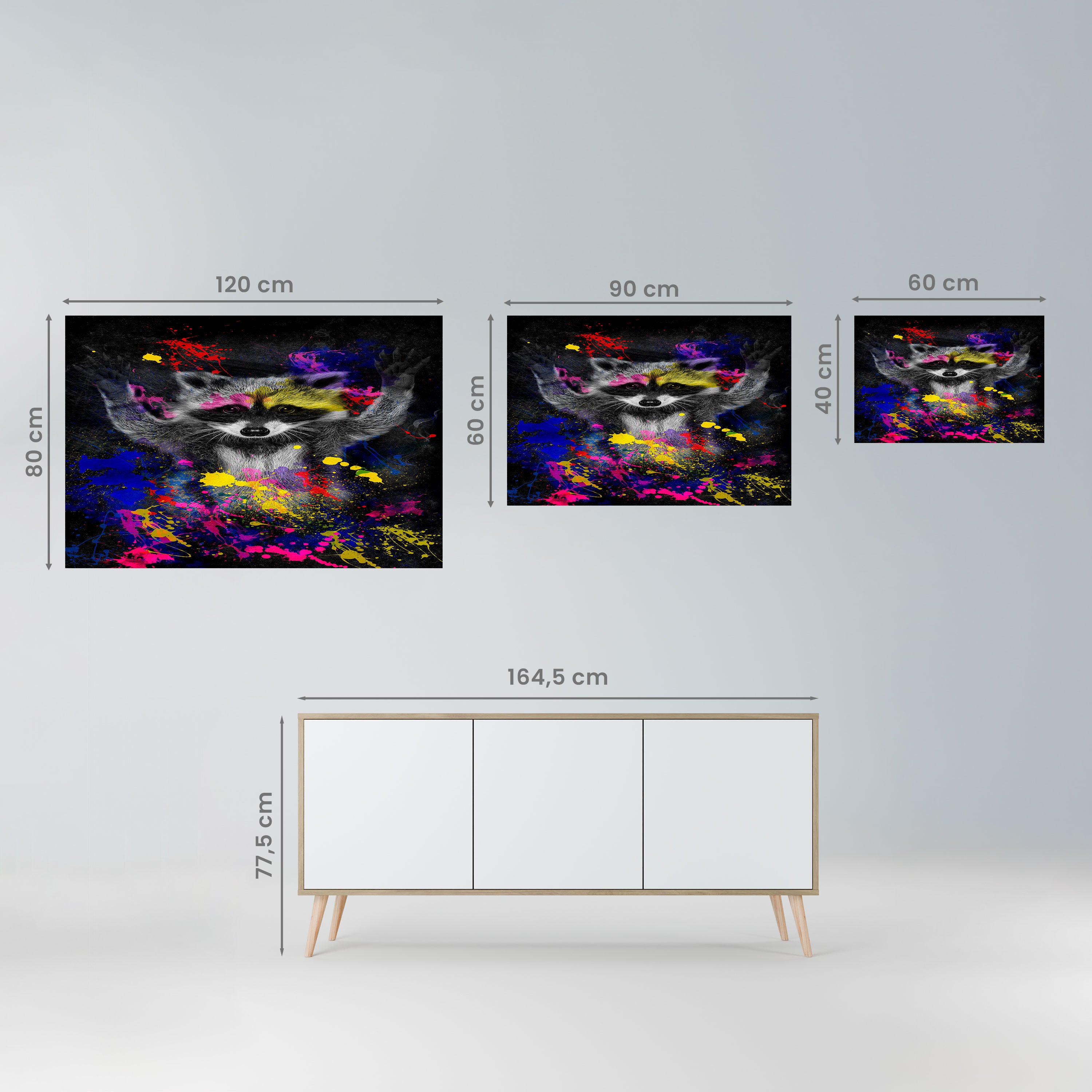 RACCOON ARTISTRY Peel and Stick Horizontal Poster