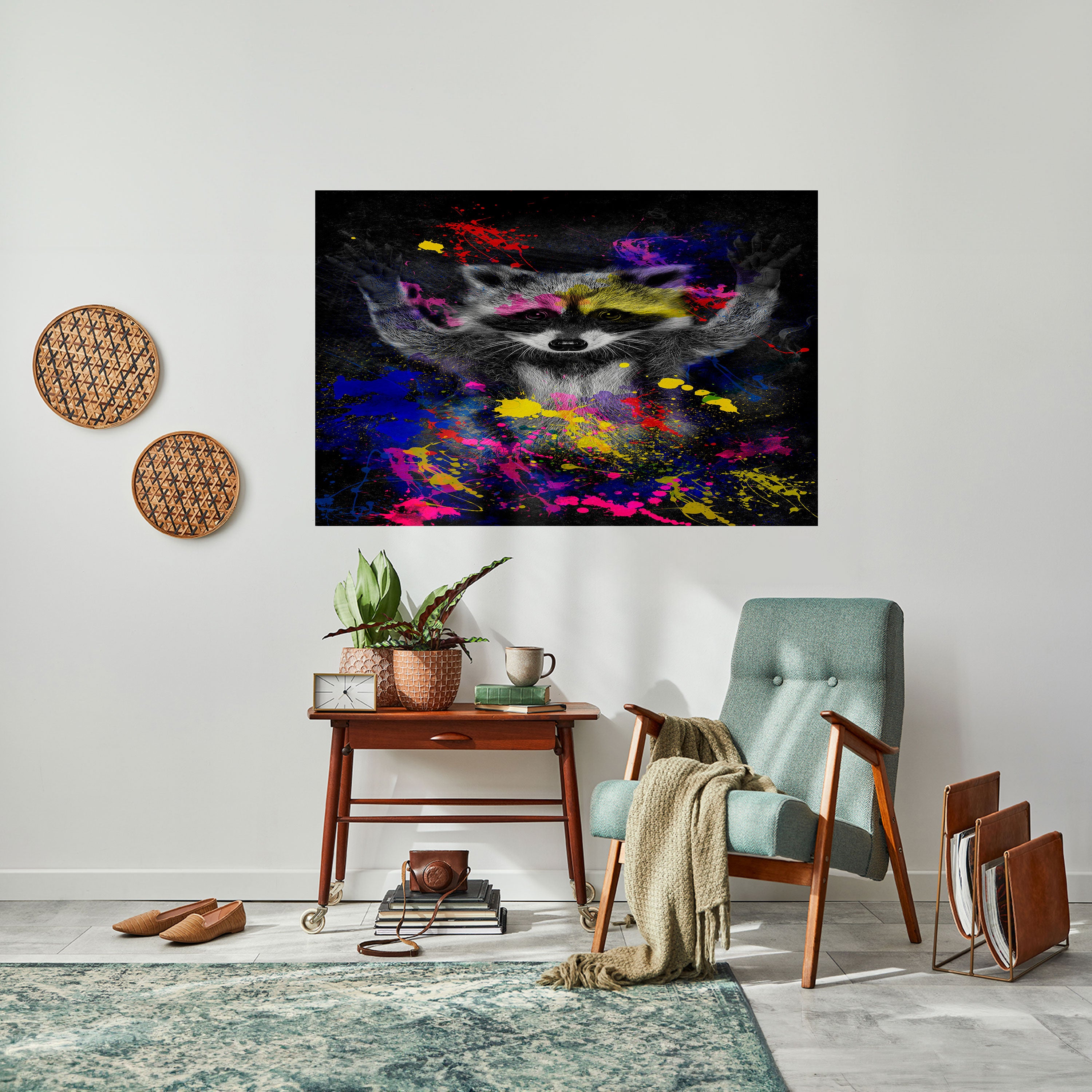 RACCOON ARTISTRY Peel and Stick Horizontal Poster