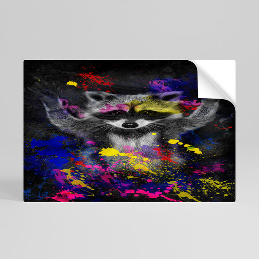RACCOON ARTISTRY Póster adhesivo horizontal