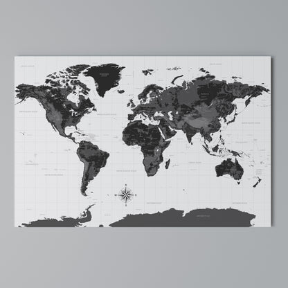 MONOCHROME EARTH MAP Cuadro en lienzo horizontal