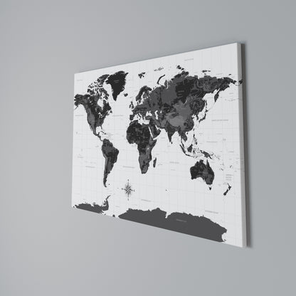 MONOCHROME EARTH MAP Cuadro en lienzo horizontal