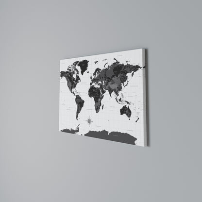 MONOCHROME EARTH MAP Cuadro en lienzo horizontal