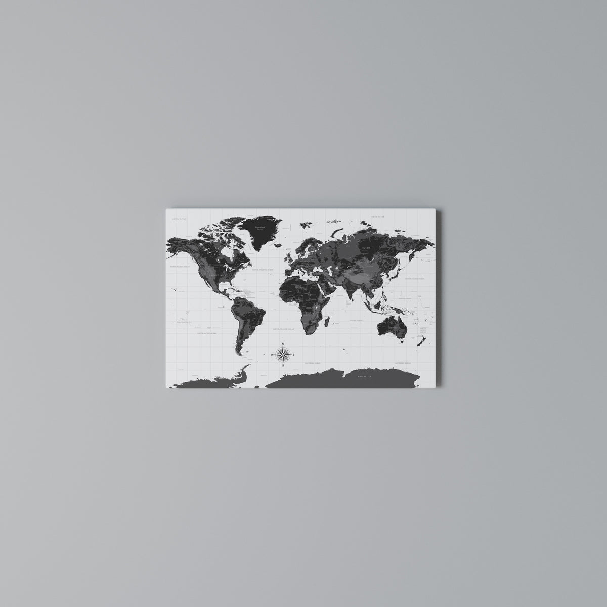 MONOCHROME EARTH MAP Cuadro en lienzo horizontal