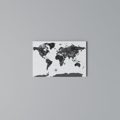 MONOCHROME EARTH MAP Cuadro en lienzo horizontal