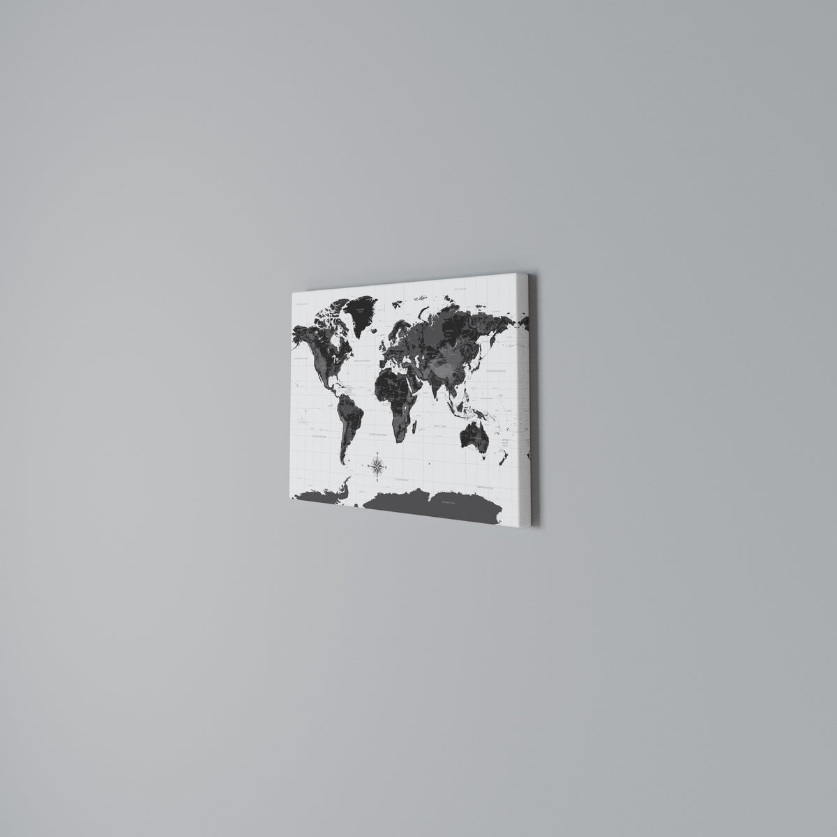 MONOCHROME EARTH MAP Cuadro en lienzo horizontal