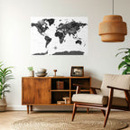 MONOCHROME EARTH MAP Póster Horizontal Adhesivo