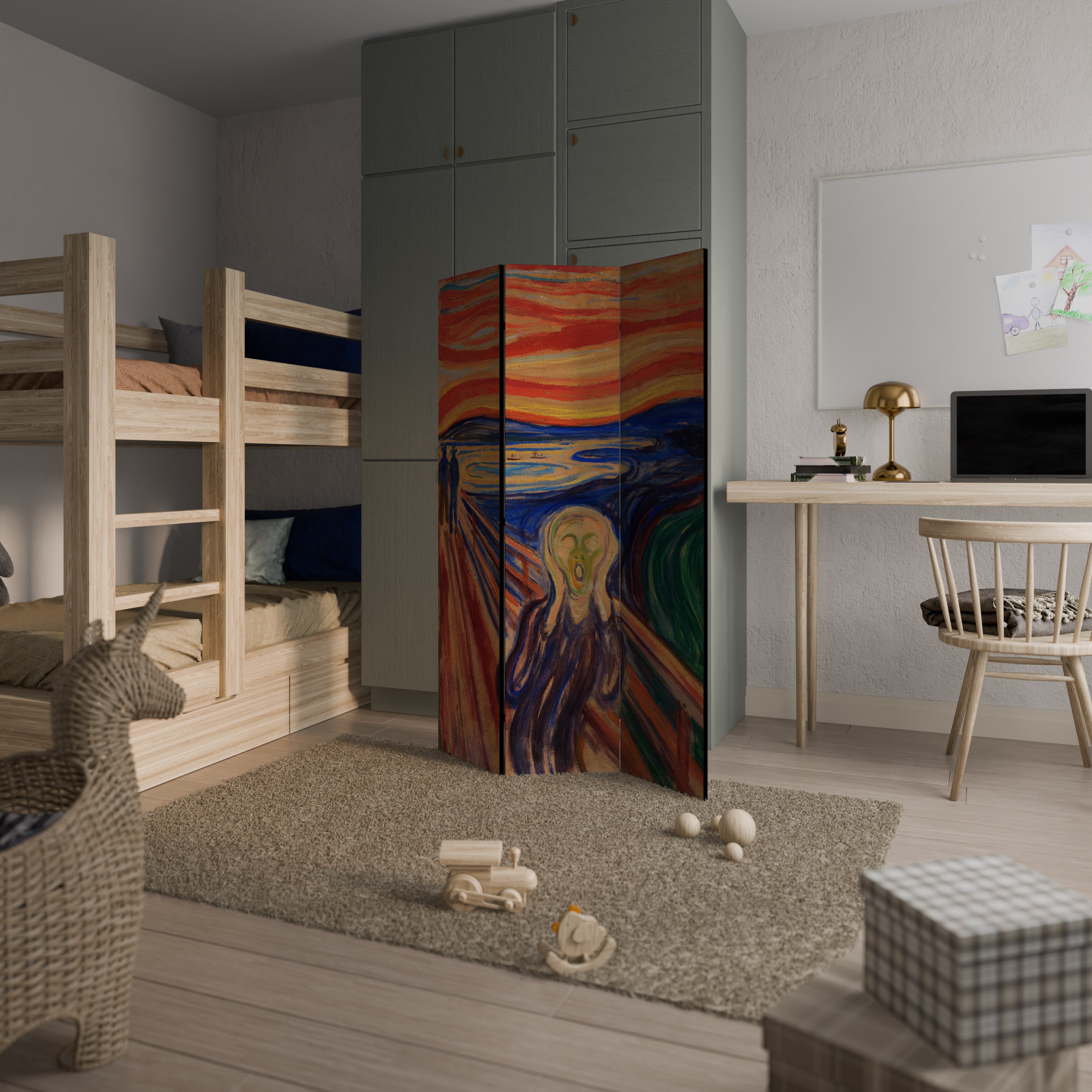 Biombo decorativo de 3 paneles THE SCREAM