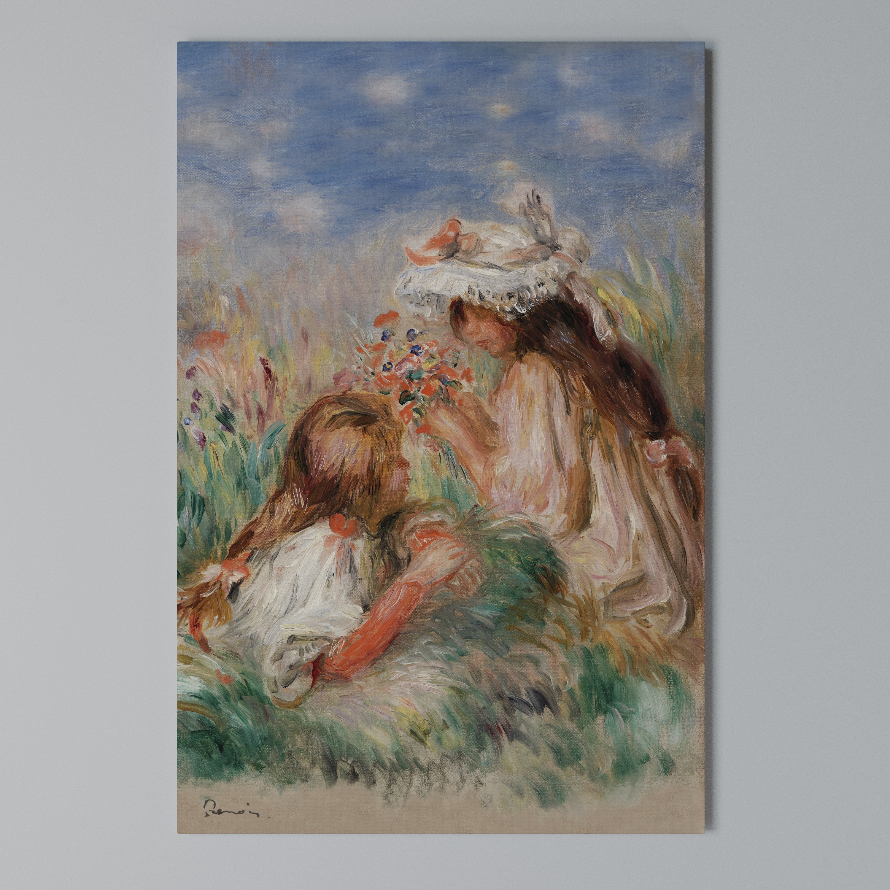 GIRLS IN THE GRASS Cuadro en lienzo vertical