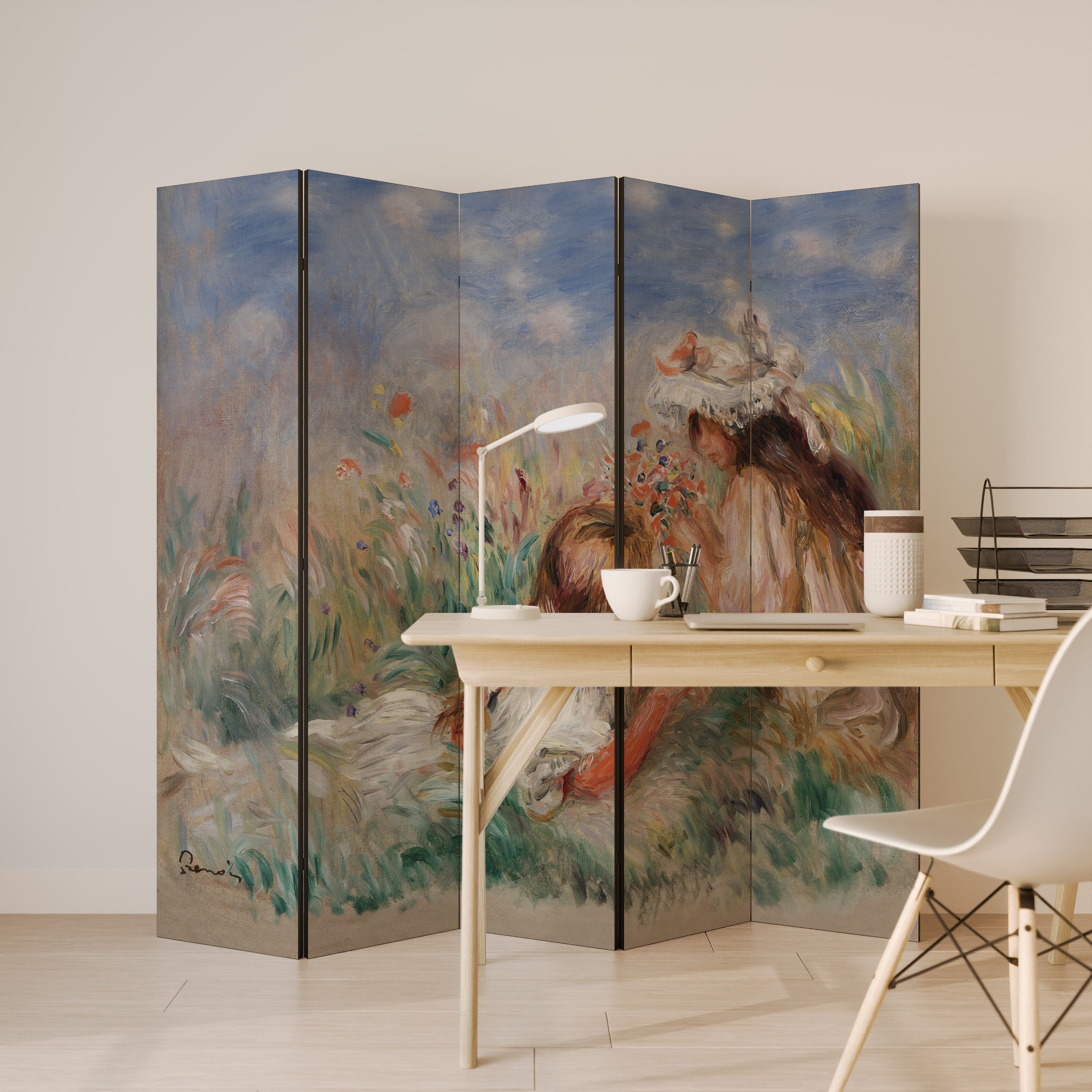 GIRLS IN THE GRASS 5-Panel Room Divider