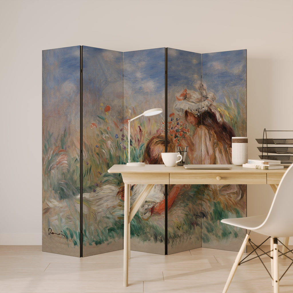 GIRLS IN THE GRASS Decorative 5-Panel Room Divider