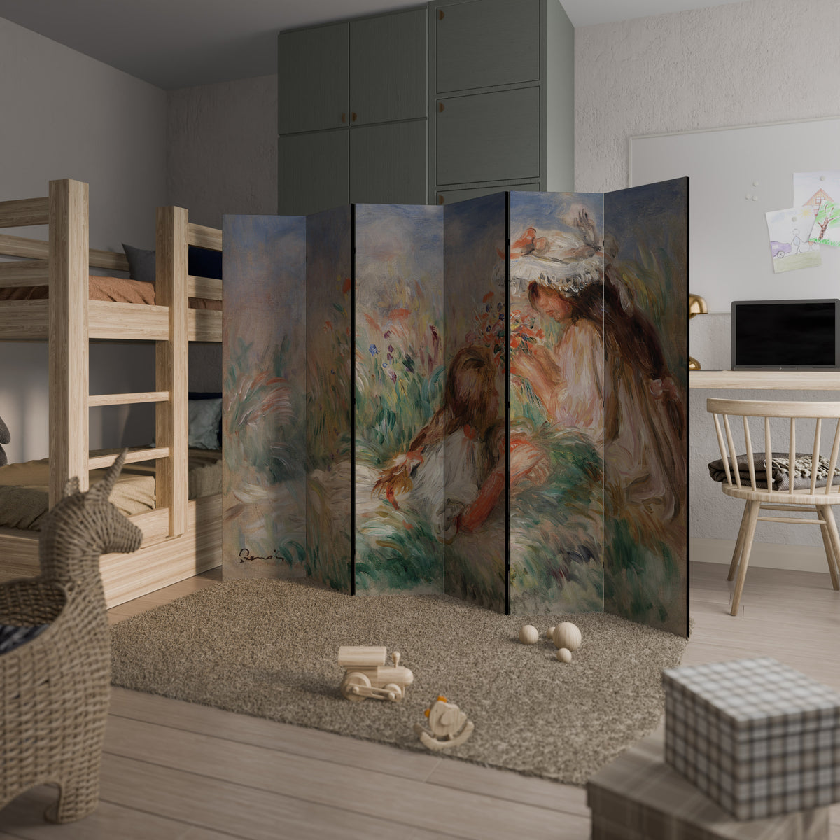 GIRLS IN THE GRASS 6-Panel Room Divider