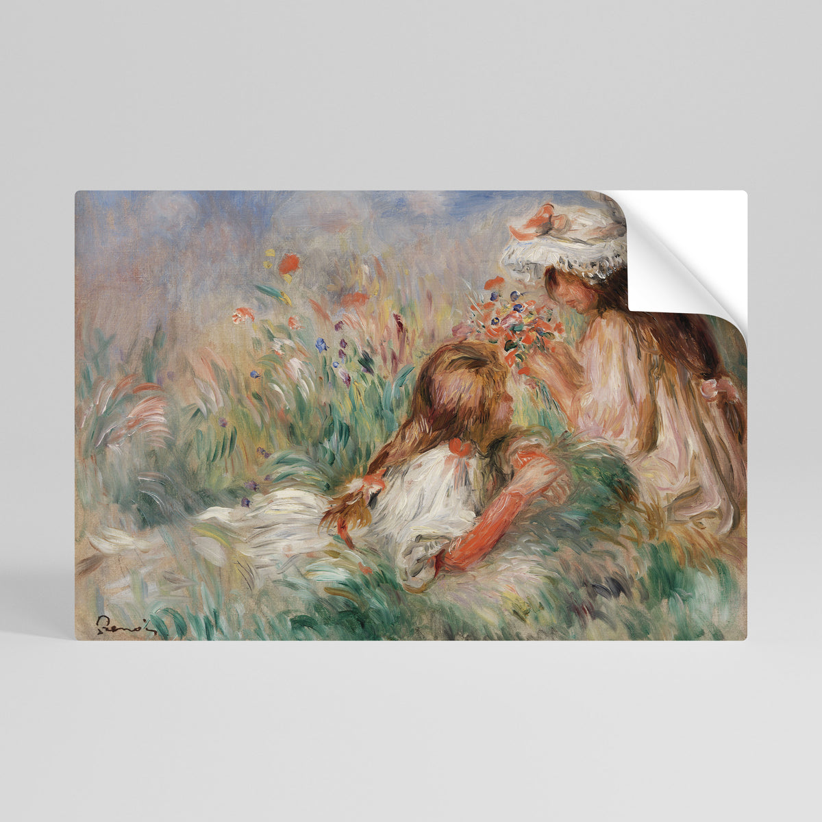 GIRLS IN THE GRASS Póster adhesivo horizontal