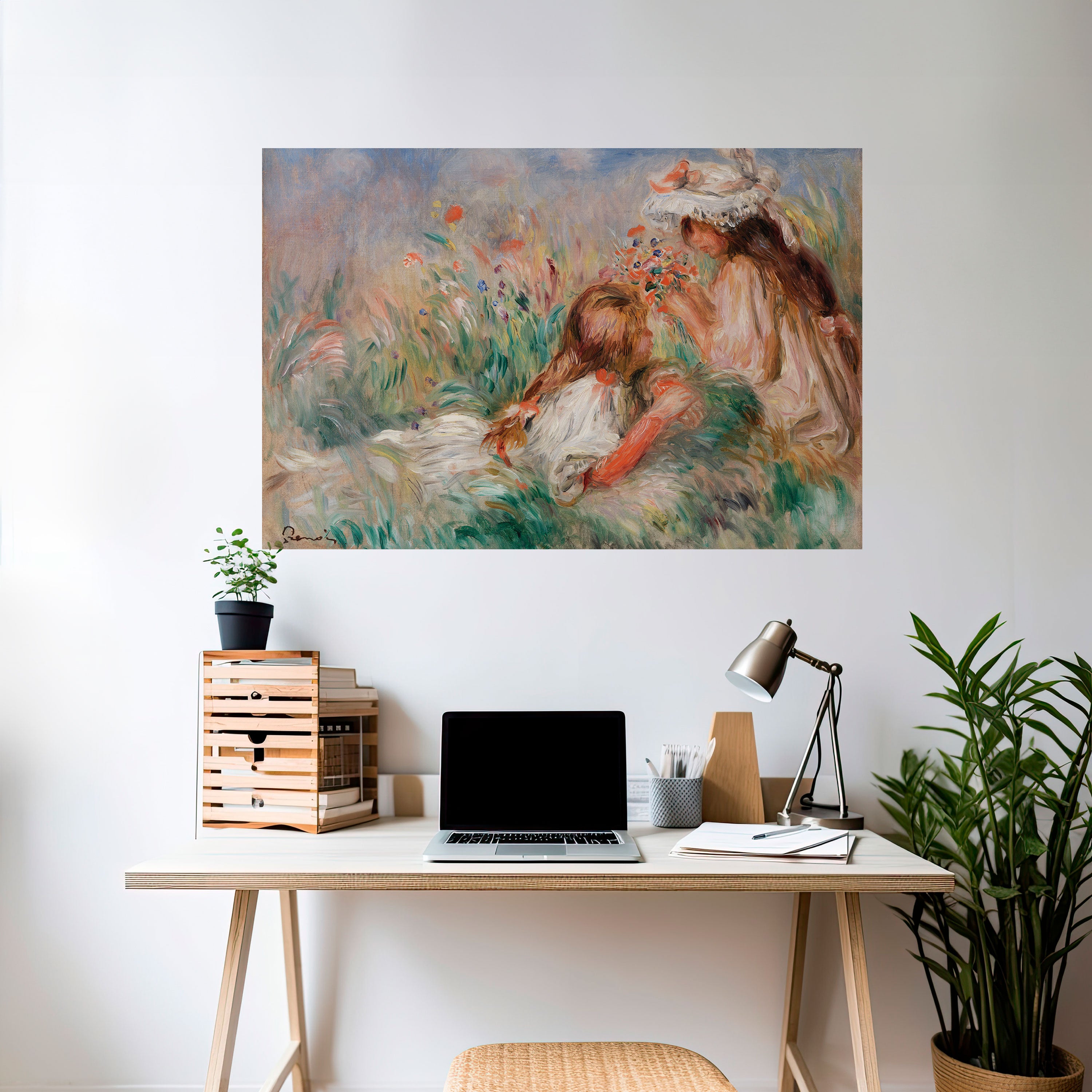 Póster horizontal autoadhesivo "CHICAS EN EL CÉSPED"