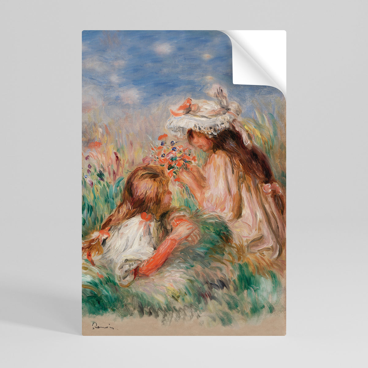 GIRLS IN THE GRASS Peel and Stick Vertical Poster