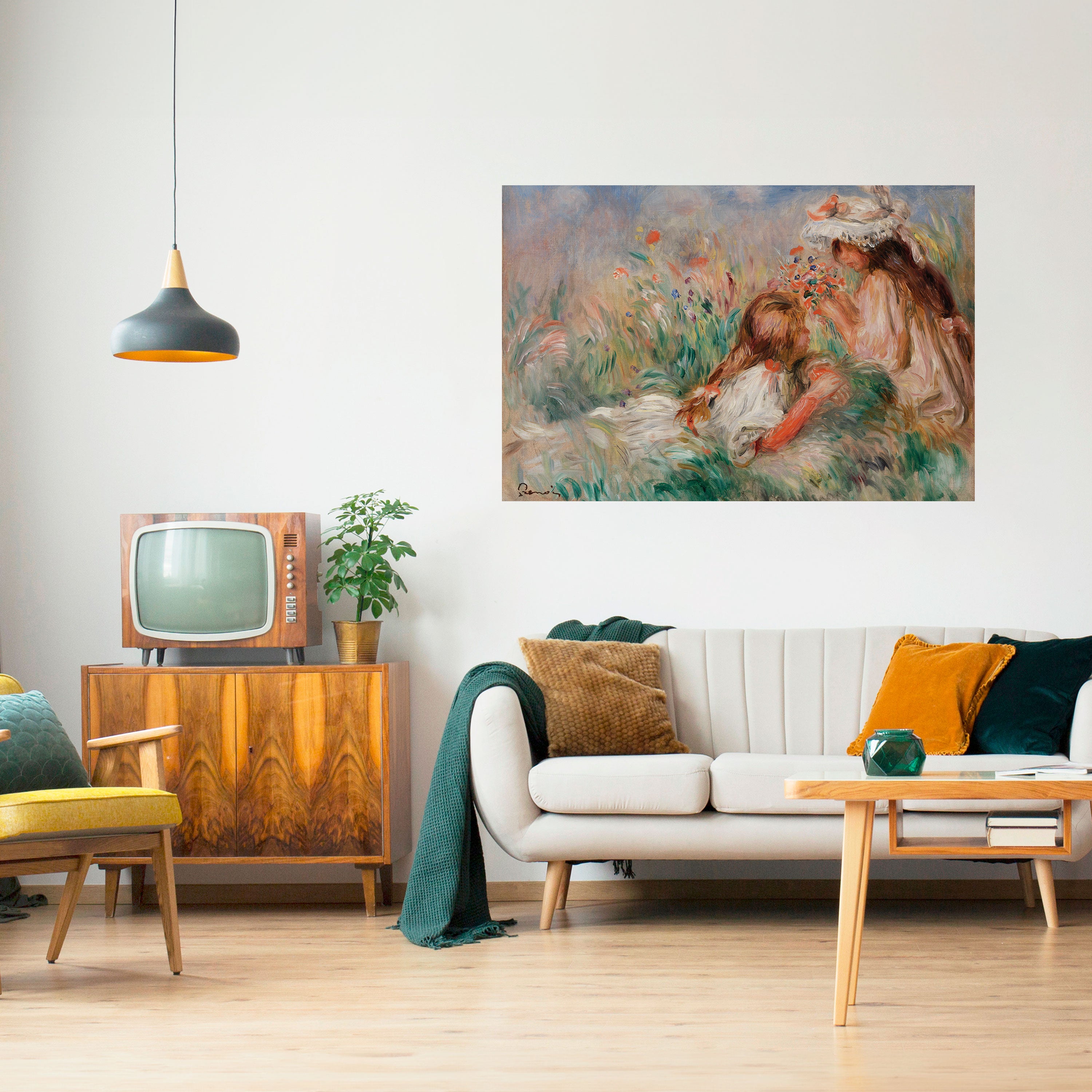 Póster horizontal autoadhesivo "CHICAS EN EL CÉSPED"