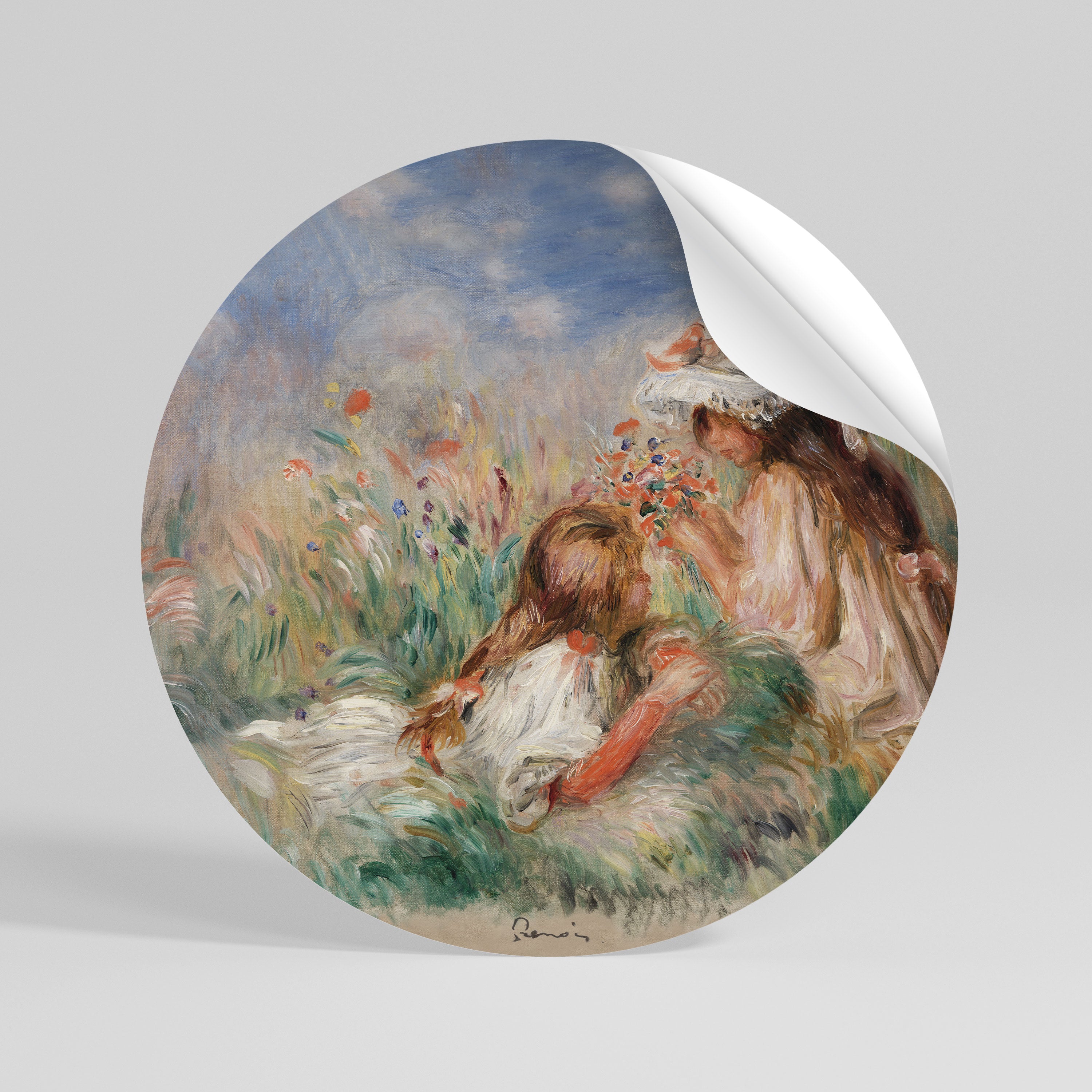 GIRLS IN THE GRASS Vinilo adhesivo redondo