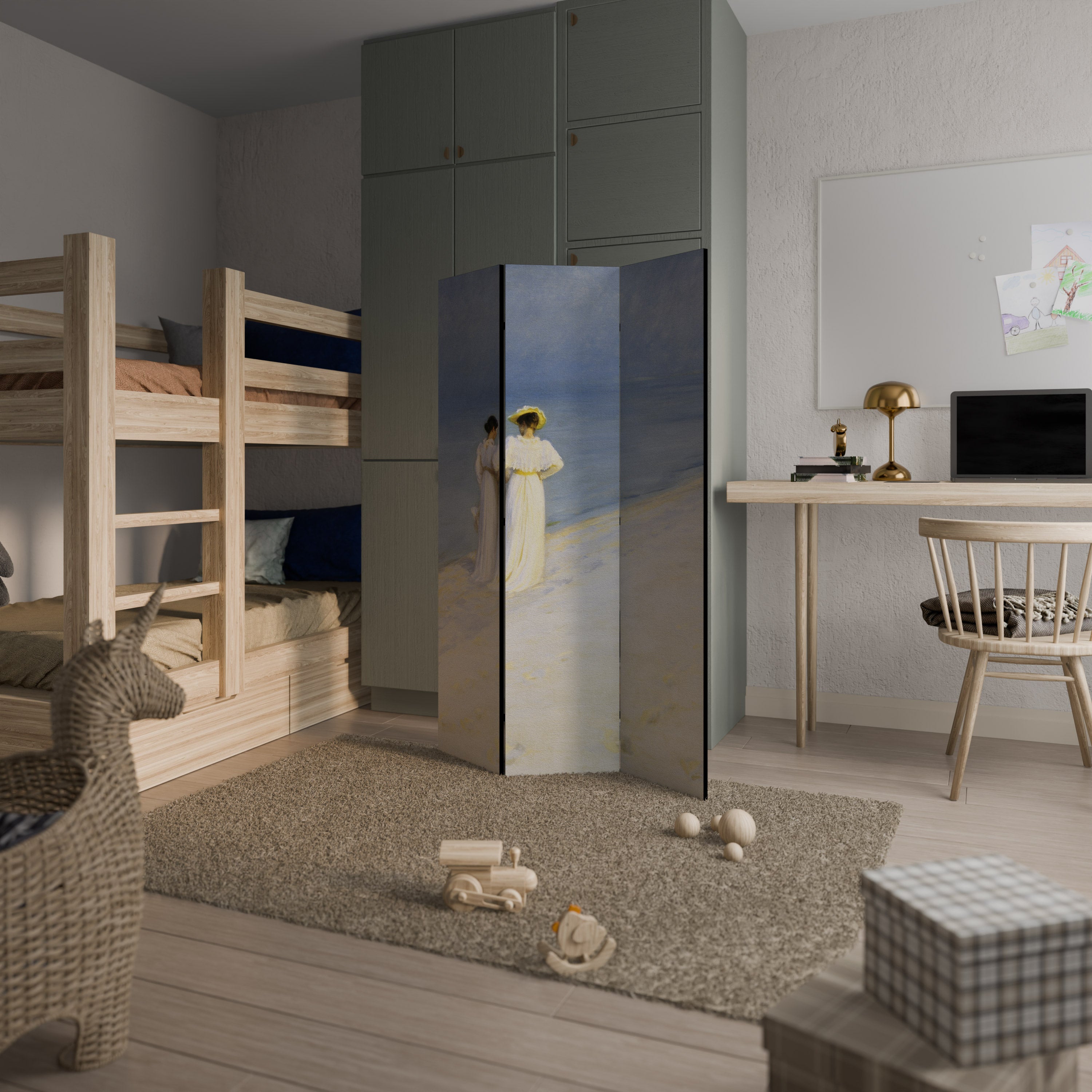 SUMMER EVENING ON SKAGEN'S BEACH Decorative 3-Panel Room Divider