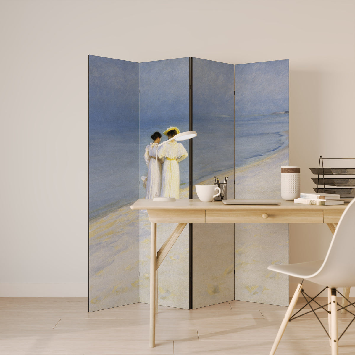 SUMMER EVENING ON SKAGEN'S BEACH Biombo de 4 paneles