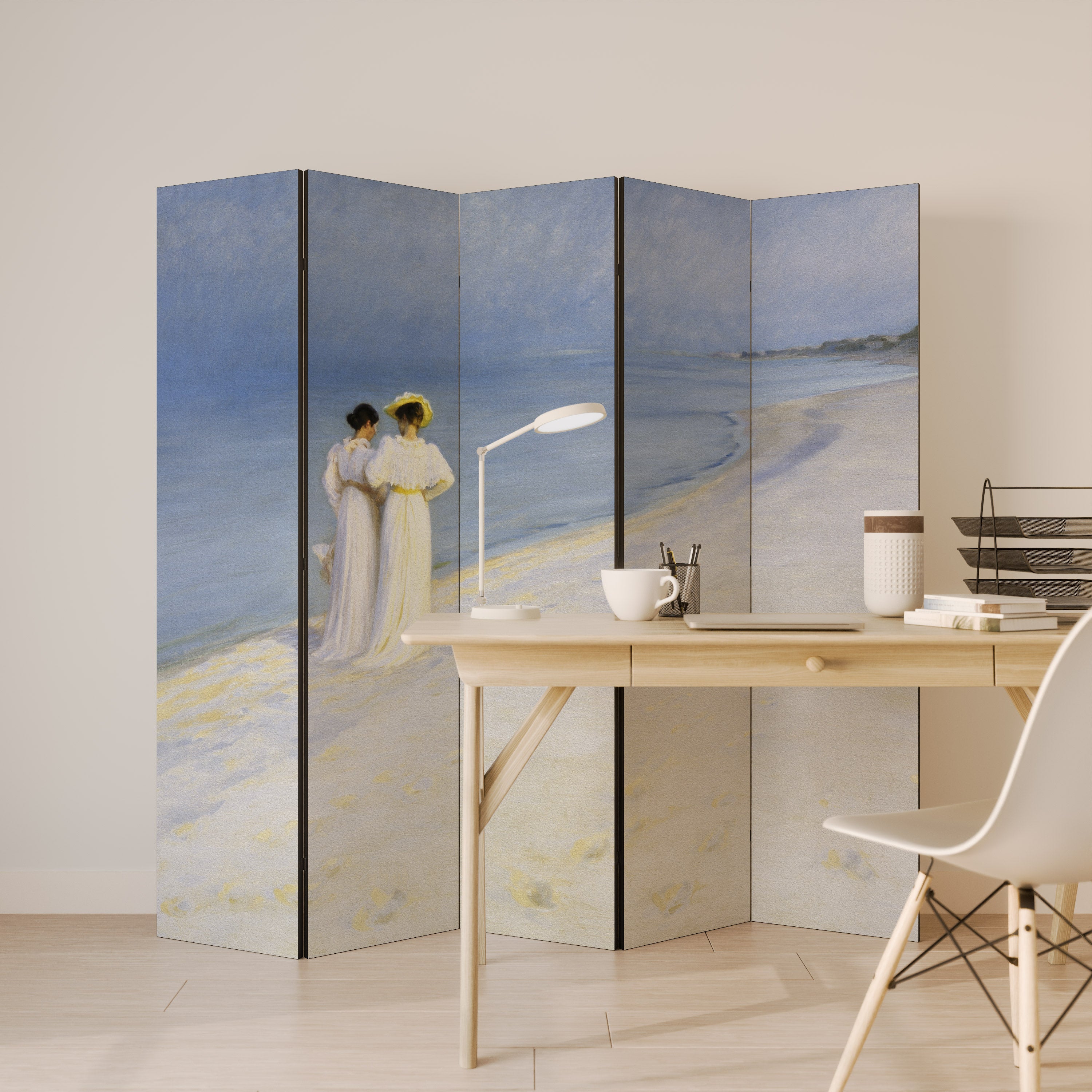 SUMMER EVENING ON SKAGEN'S BEACH Decorative 5-Panel Room Divider