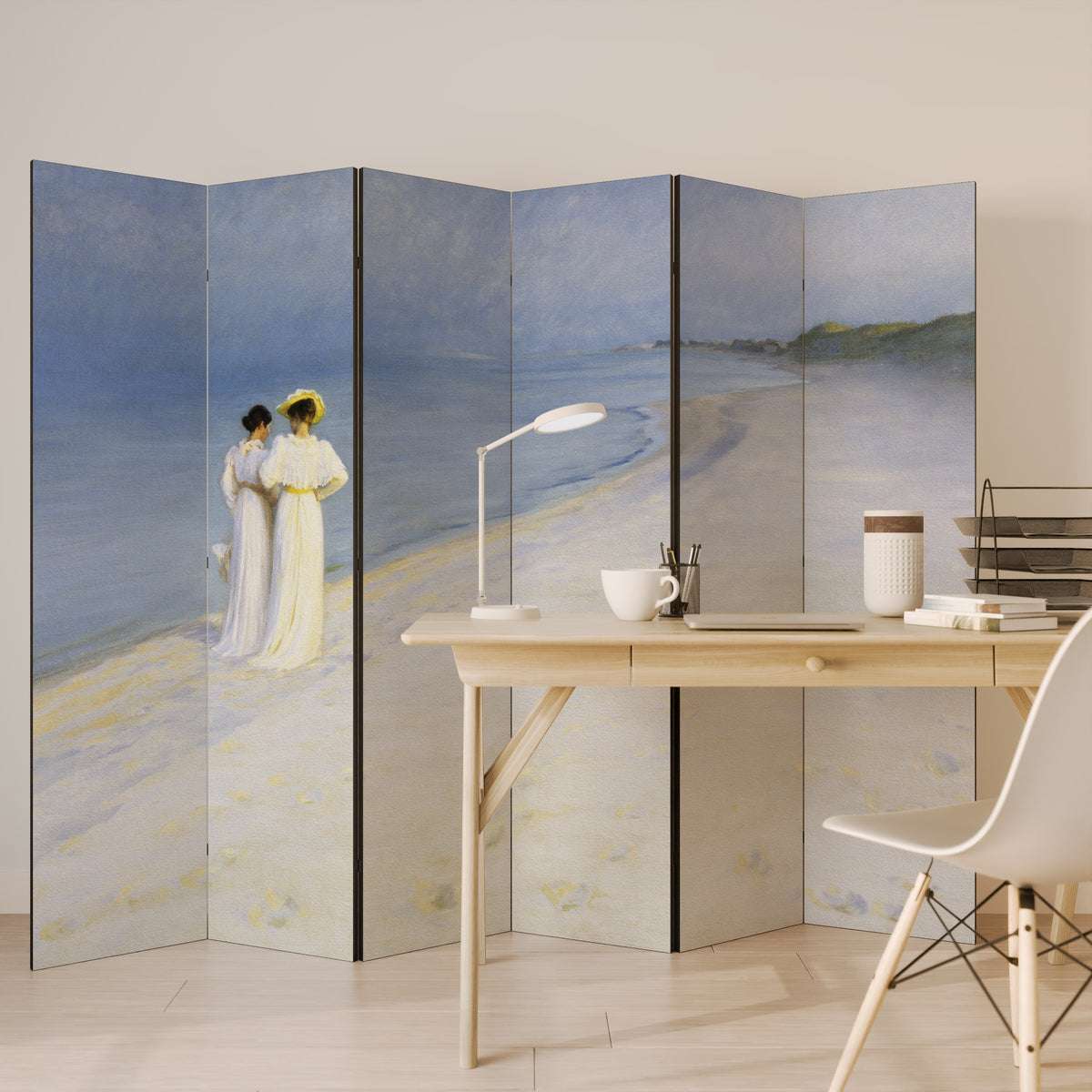 SUMMER EVENING ON SKAGEN'S BEACH Biombo de 6 paneles