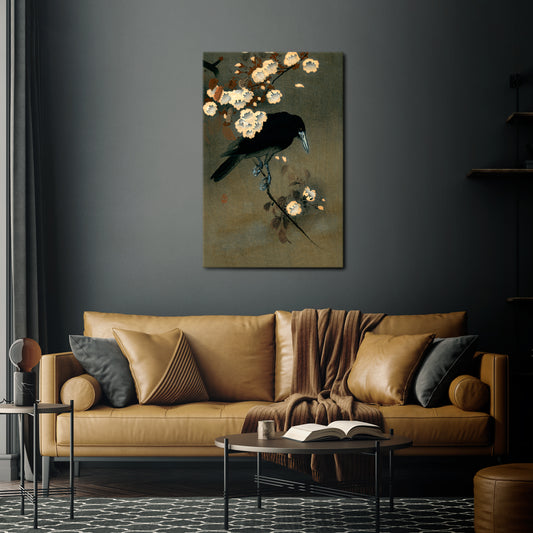 PETALS AND CROWS Cuadro en lienzo vertical