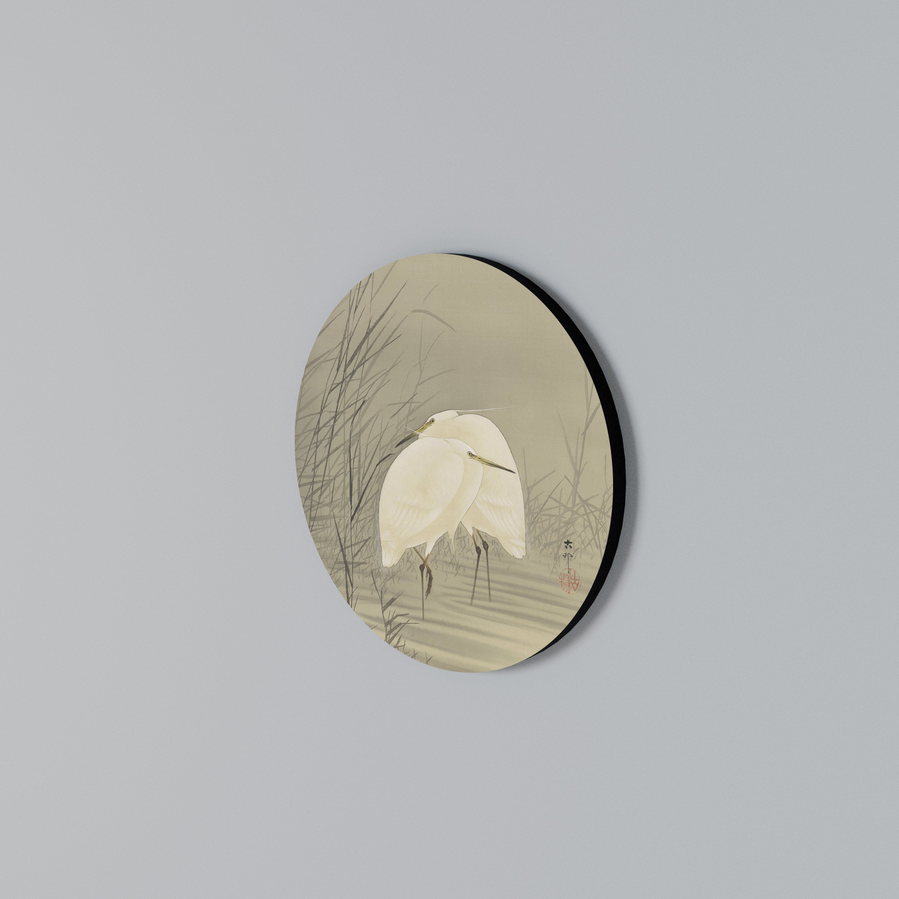 ZILVERREIGERS IN MOERAS Arte de pared redondo