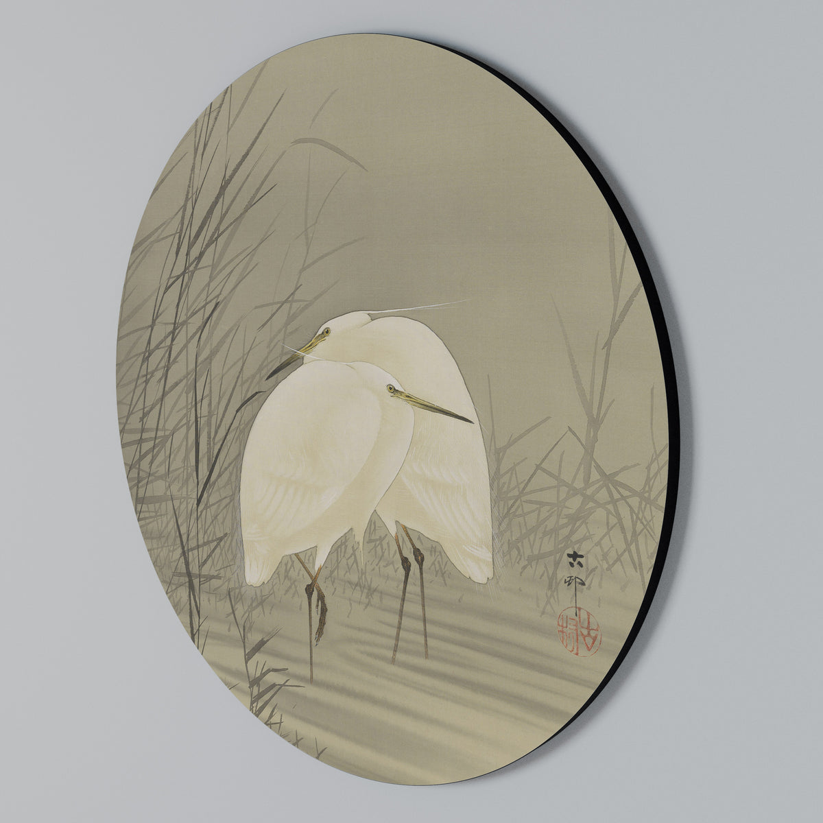 ZILVERREIGERS IN MOERAS Arte de pared redondo