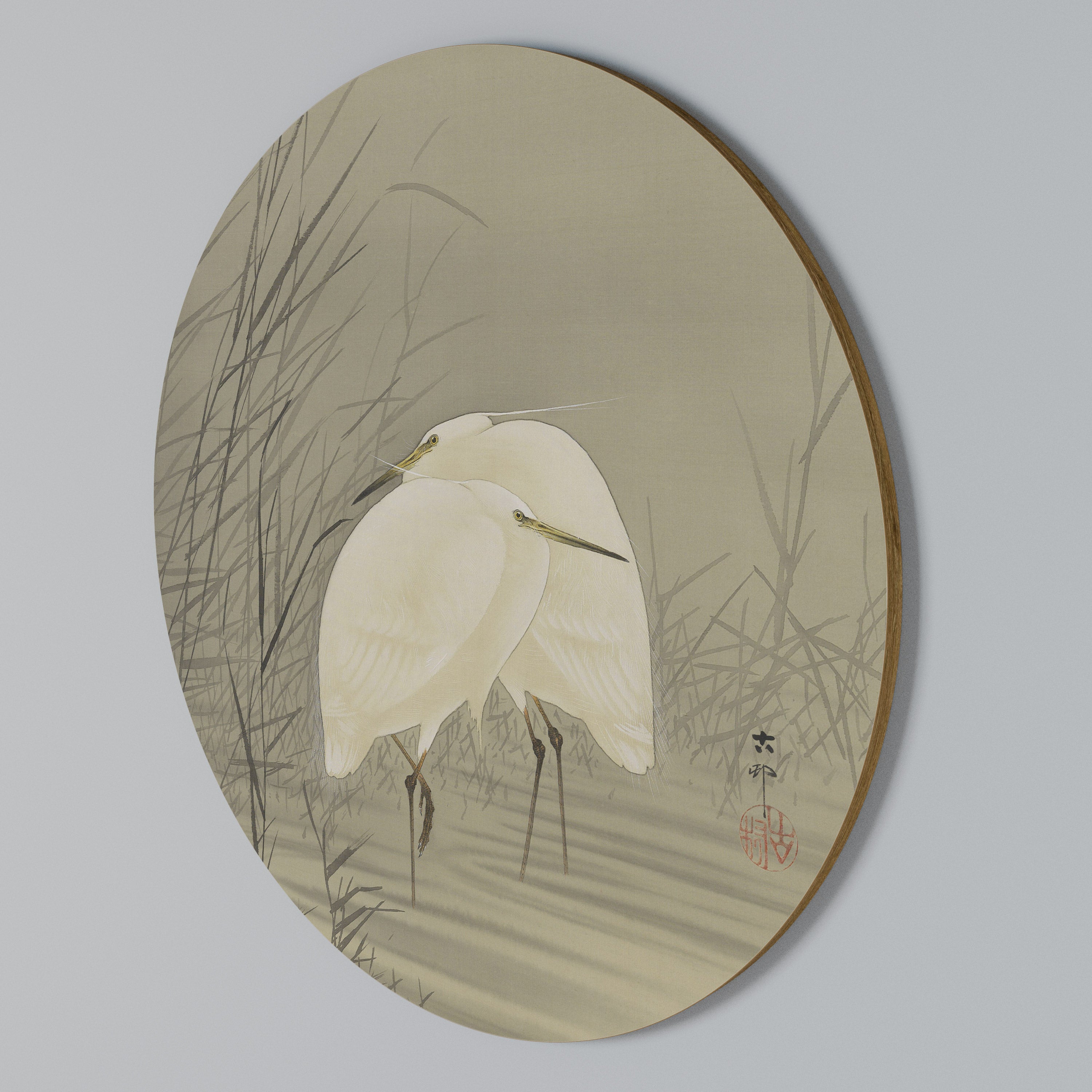 ZILVERREIGERS IN MOERAS Arte de pared redondo