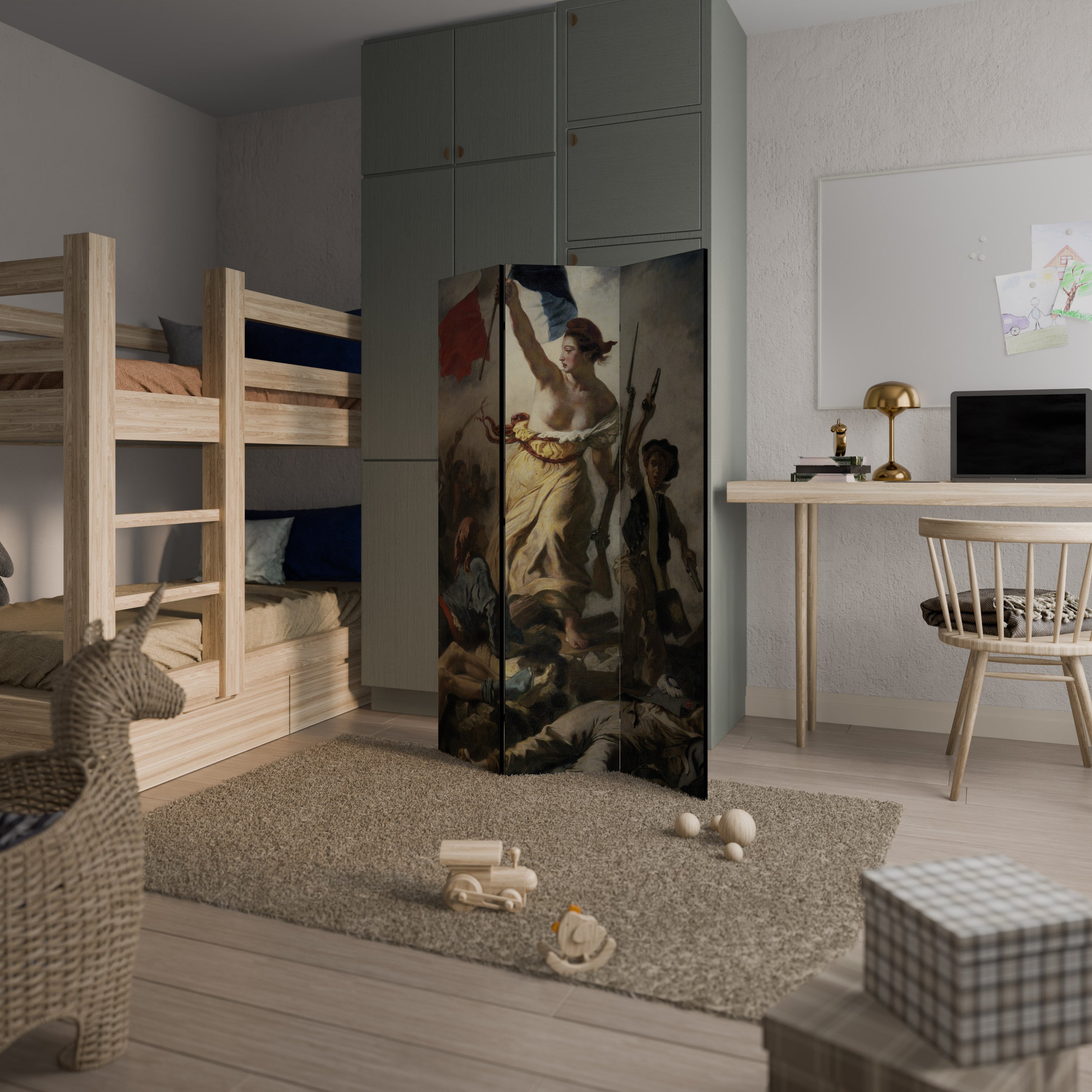 LIBERTY LEADING THE PEOPLE Decorative 3-Panel Room Divider