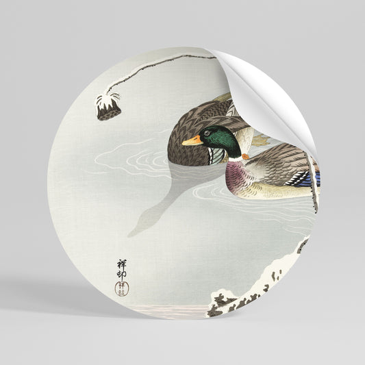 DANCE OF DUCKS Peel and Stick Round Sticker