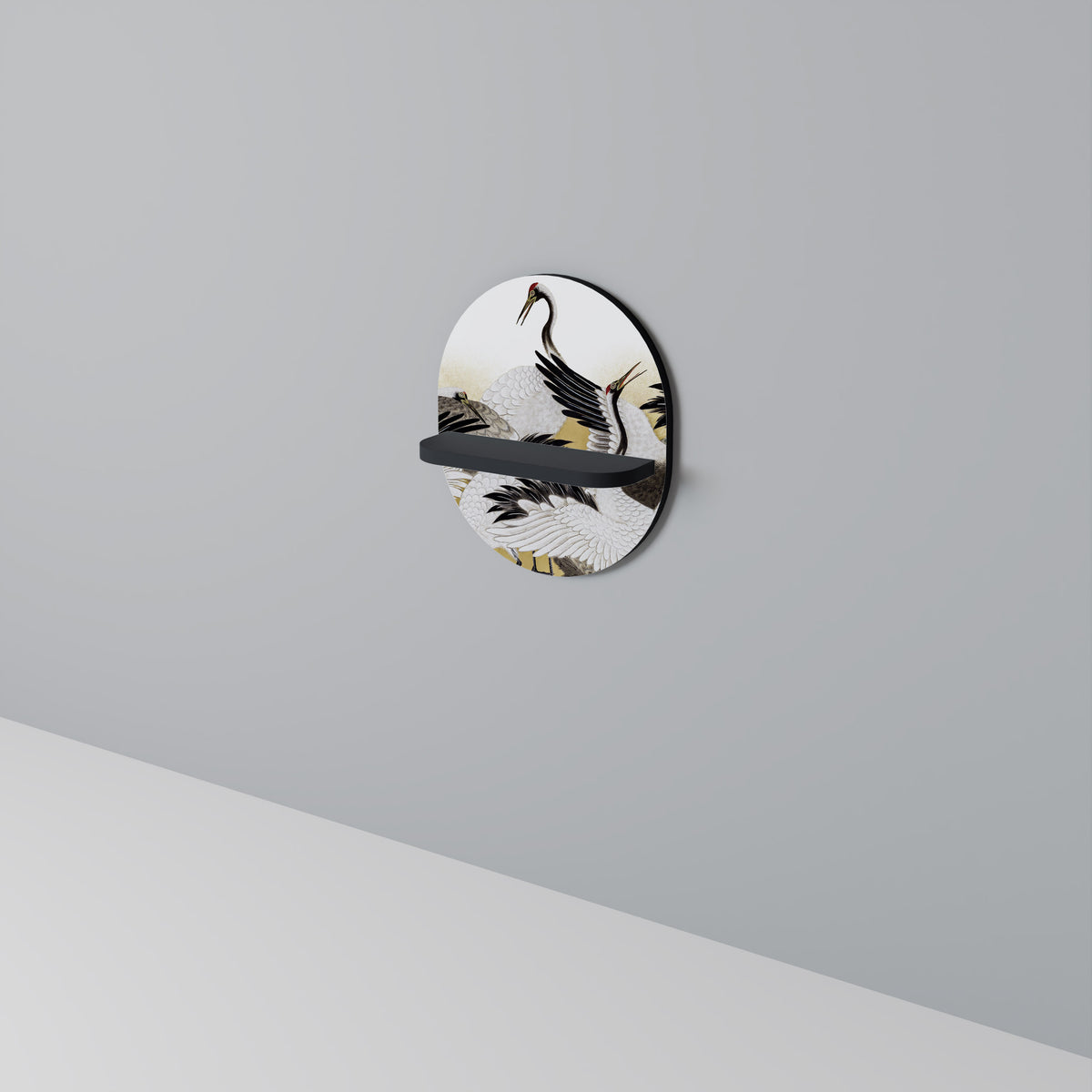 JAPANESE FLOCK OF CRANES Art Shelf