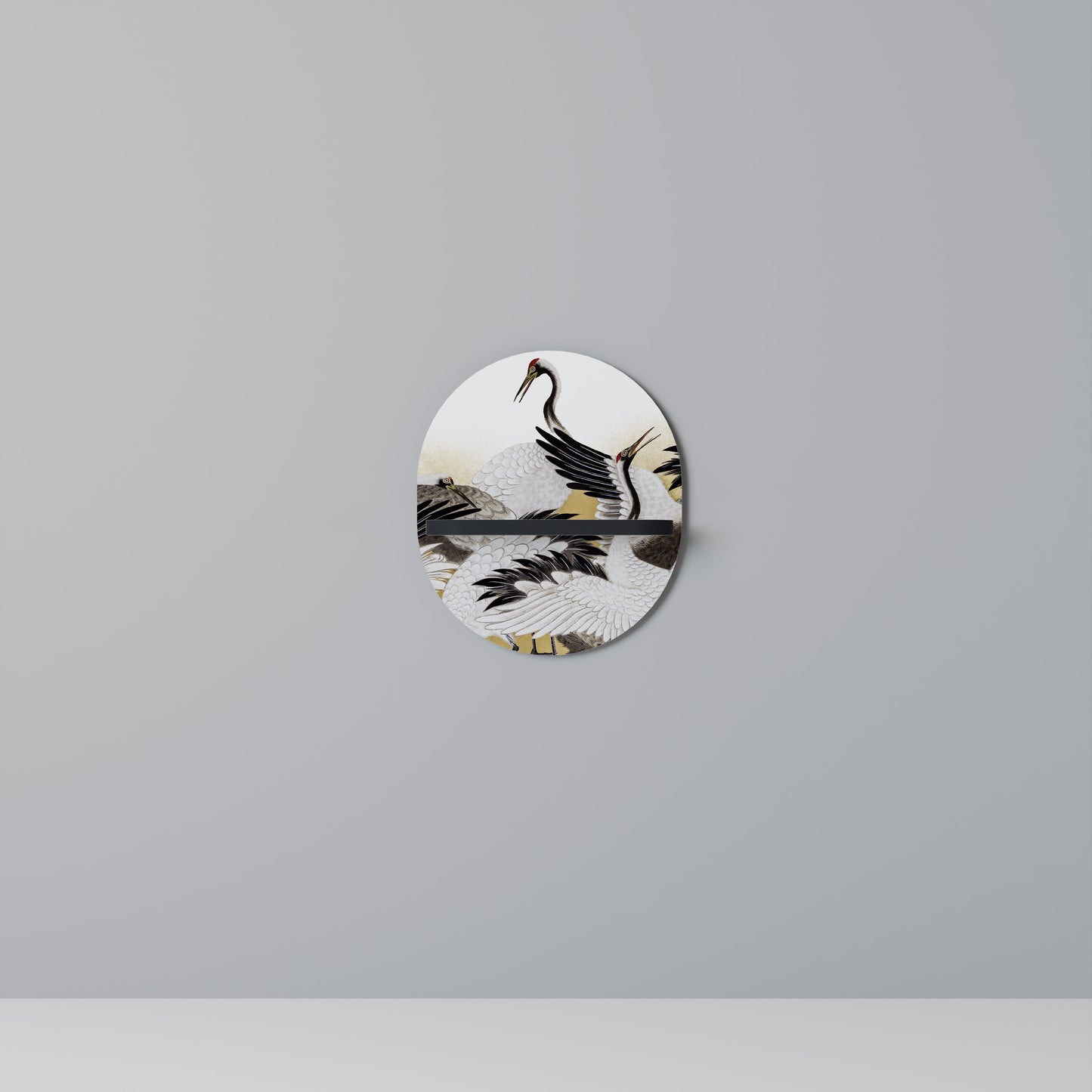 JAPANESE FLOCK OF CRANES Art Shelf