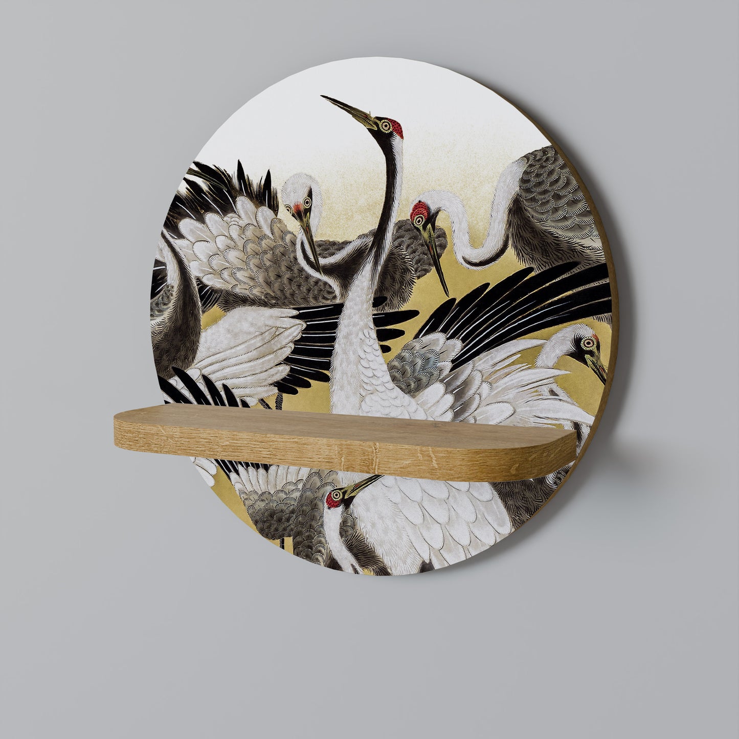 JAPANESE FLOCK OF CRANES Art Shelf