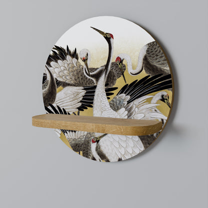 JAPANESE FLOCK OF CRANES Art Shelf