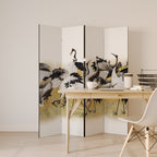 JAPANESE FLOCK OF CRANES 4-Panel Room Divider