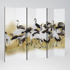 JAPANESE FLOCK OF CRANES 6-Panel Room Divider