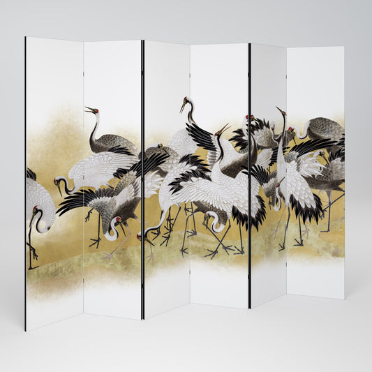 JAPANESE FLOCK OF CRANES Biombo de 6 paneles