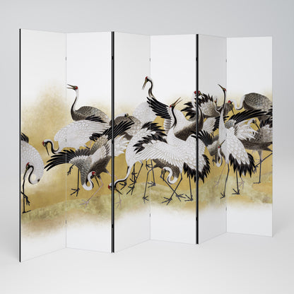 JAPANESE FLOCK OF CRANES Biombo de 6 paneles
