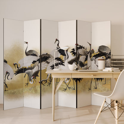 JAPANESE FLOCK OF CRANES Biombo de 6 paneles
