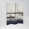 BOATS AND SETTING SUN Biombo Decorativo de 4 Paneles
