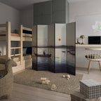 BOATS AND SETTING SUN Biombo Decorativo de 5 Paneles