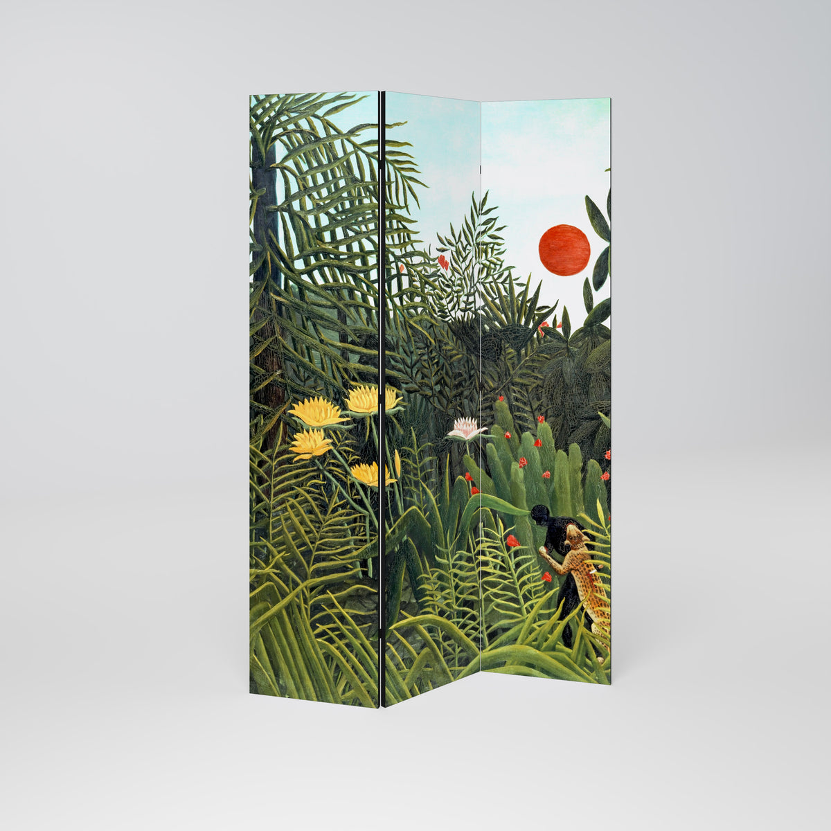 VIRGIN FOREST WITH SUNSET Biombo de 3 paneles