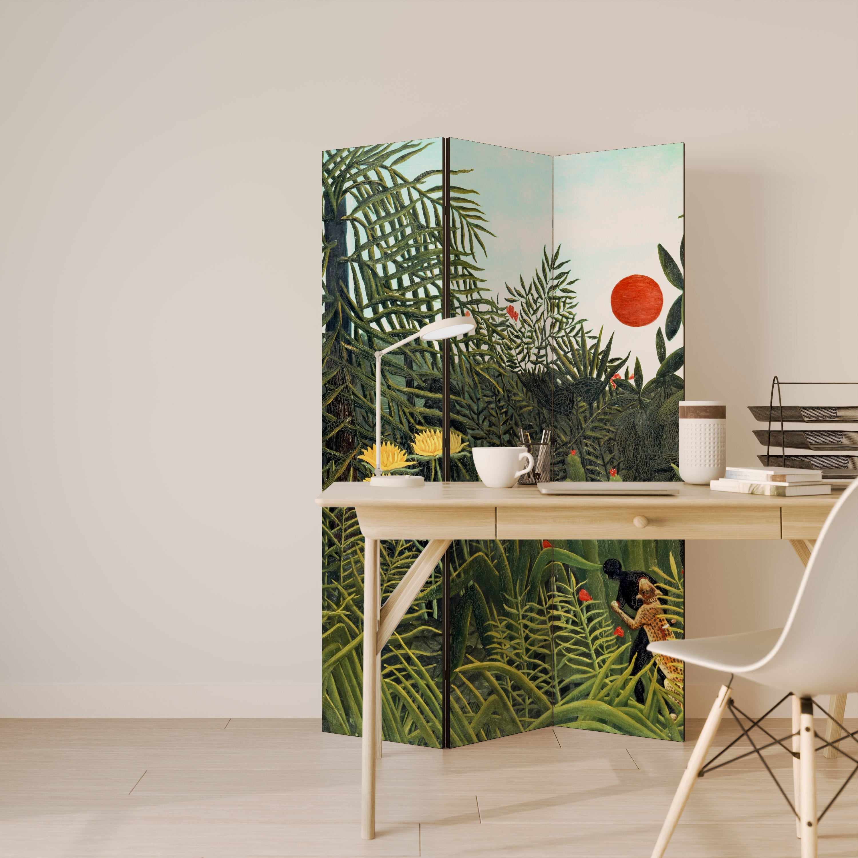 VIRGIN FOREST WITH SUNSET Decorative 3-Panel Room Divider