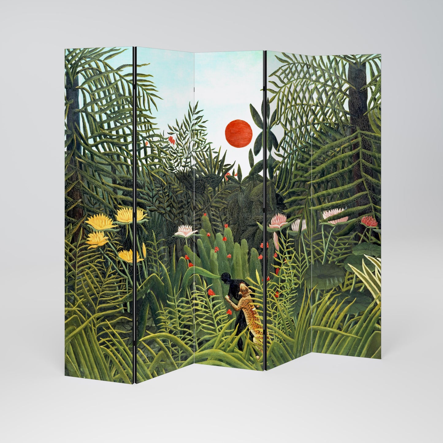 VIRGIN FOREST WITH SUNSET Biombo de 5 paneles