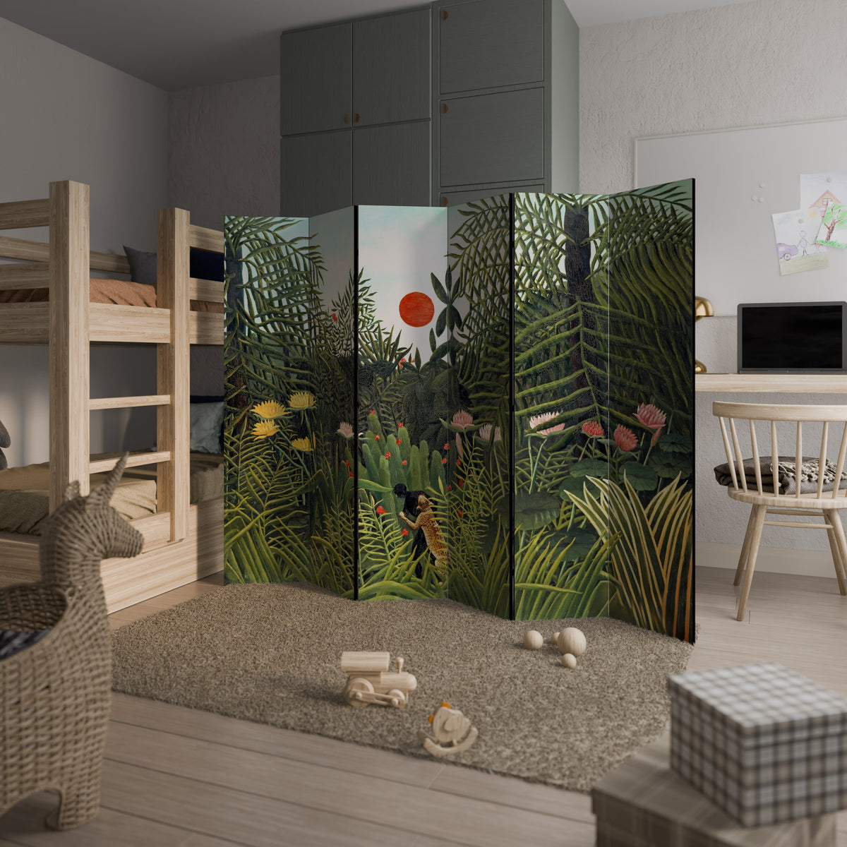 VIRGIN FOREST WITH SUNSET Biombo de 6 paneles