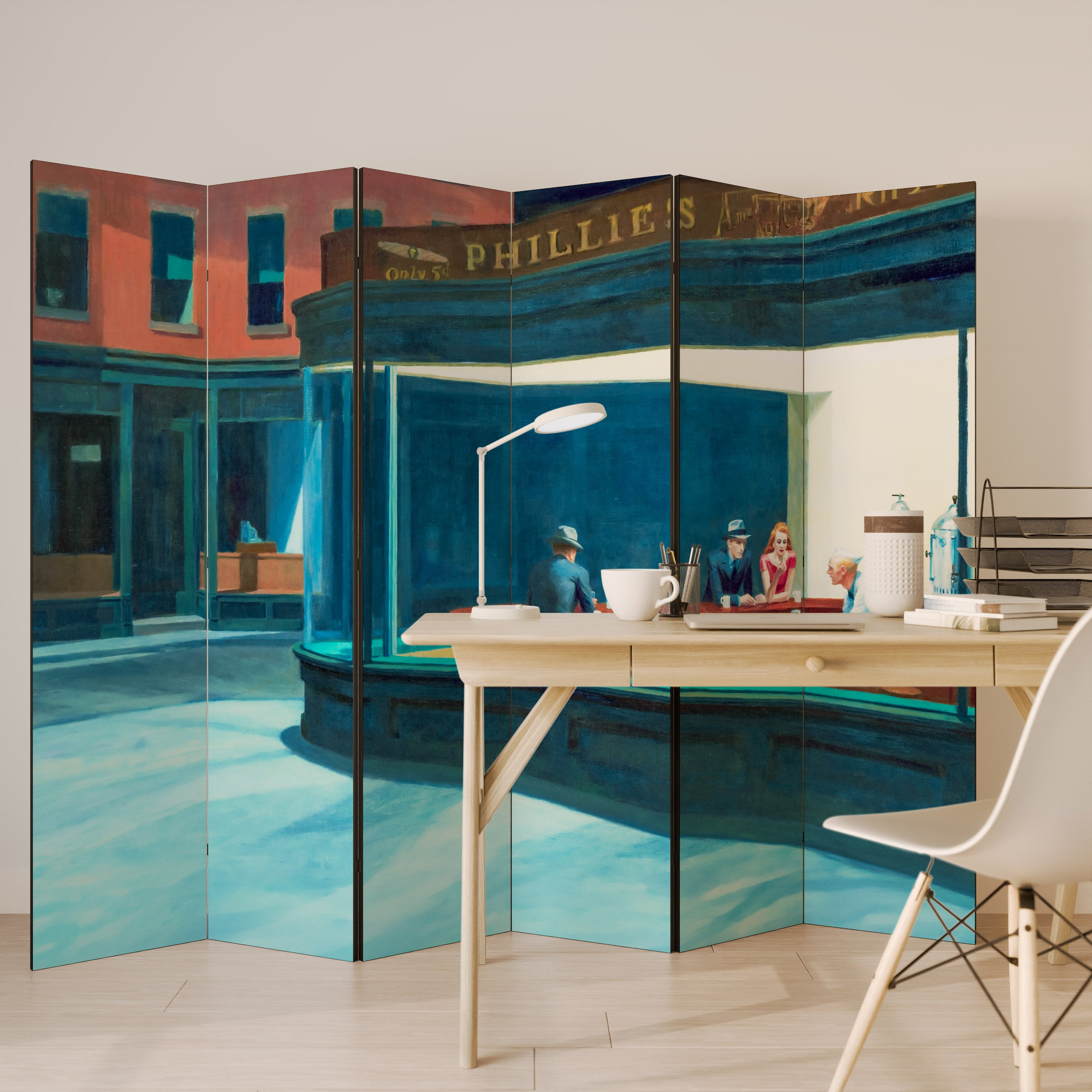 Biombo decorativo de 6 paneles NIGHTHAWKS
